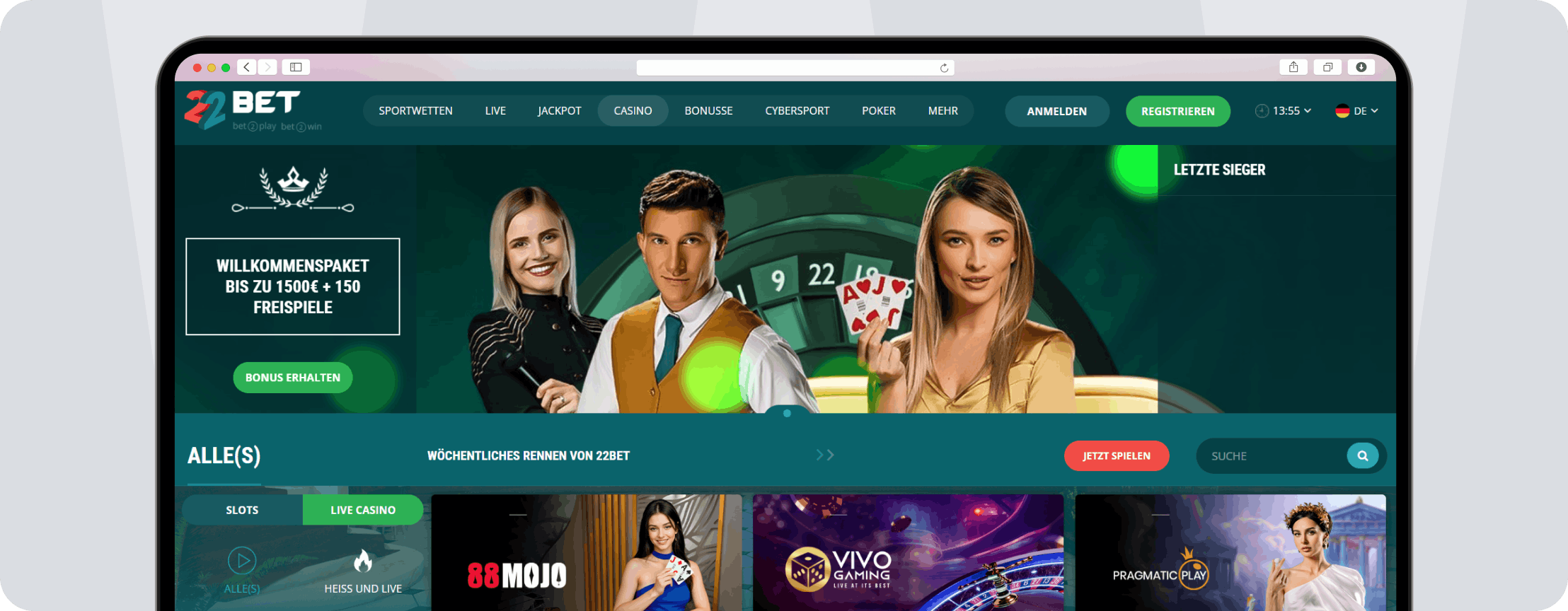 Screenshot 22Bet Weitere Angebote