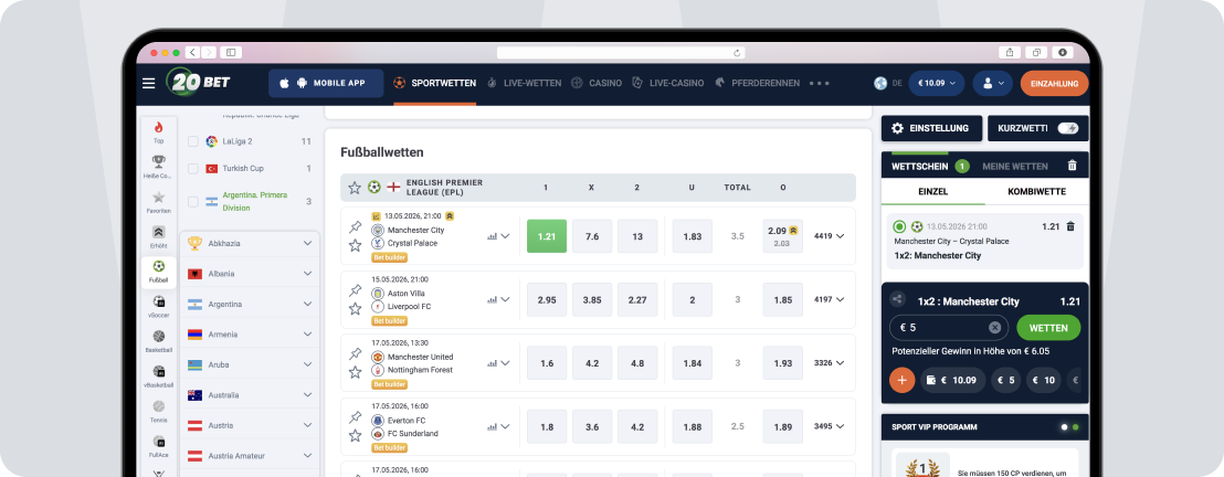Design 20Bet - Desktop