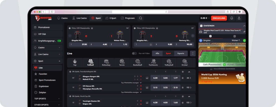 Rooster.bet Livewetten - Desktop Screenshot