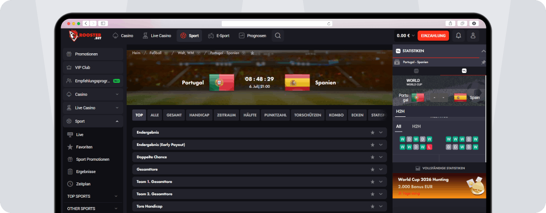 Rooster.bet Wettangebot - Desktop Screenshot