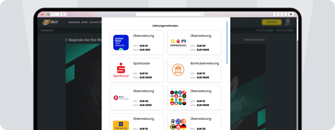 1bet Zahlungsmethoden in großer Auswahl