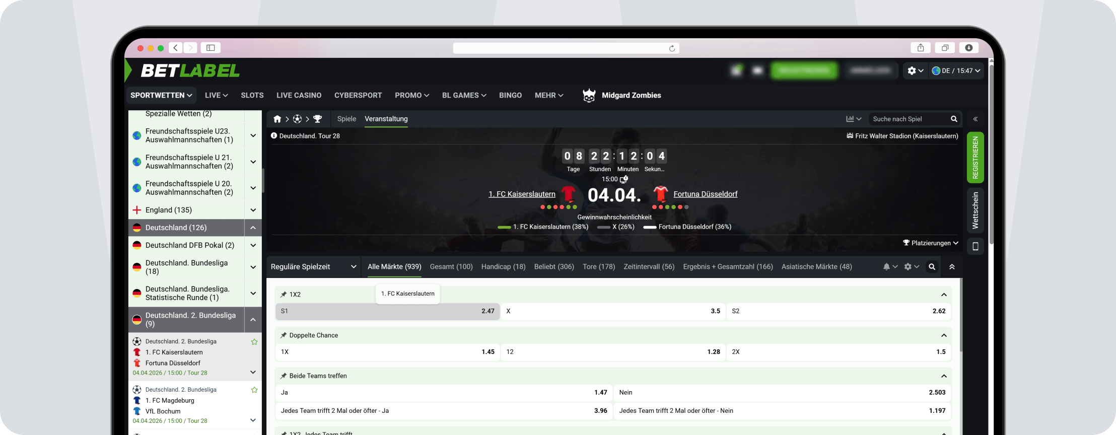 2. Bundesliga Wetten 1X2