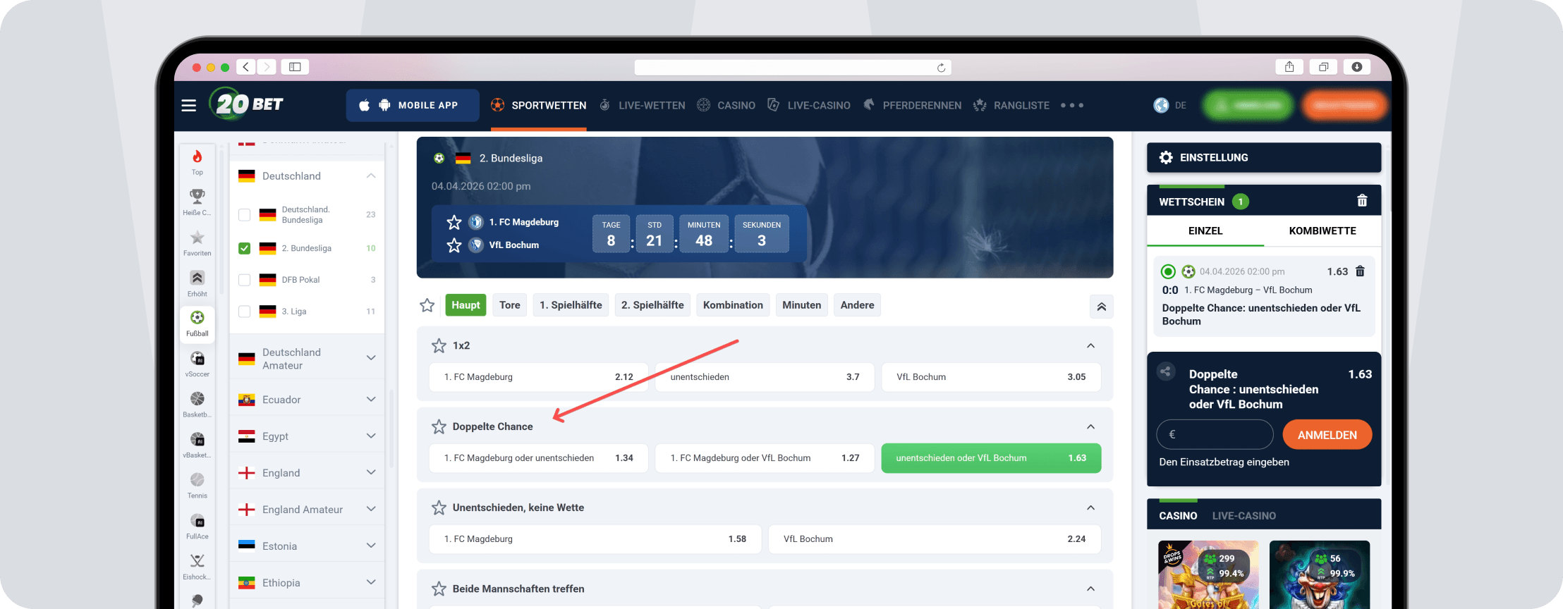 2. Bundesliga Wetten Doppelte Chance