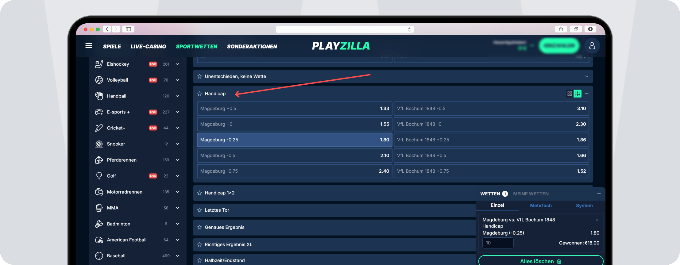2. Bundesliga Wetten Handicap