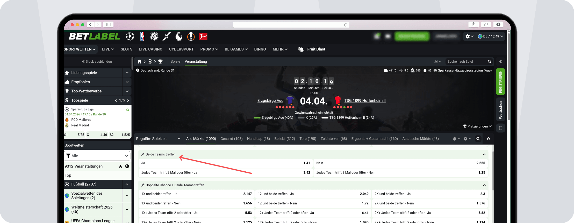 3. Liga Wetten Beide Teams treffen