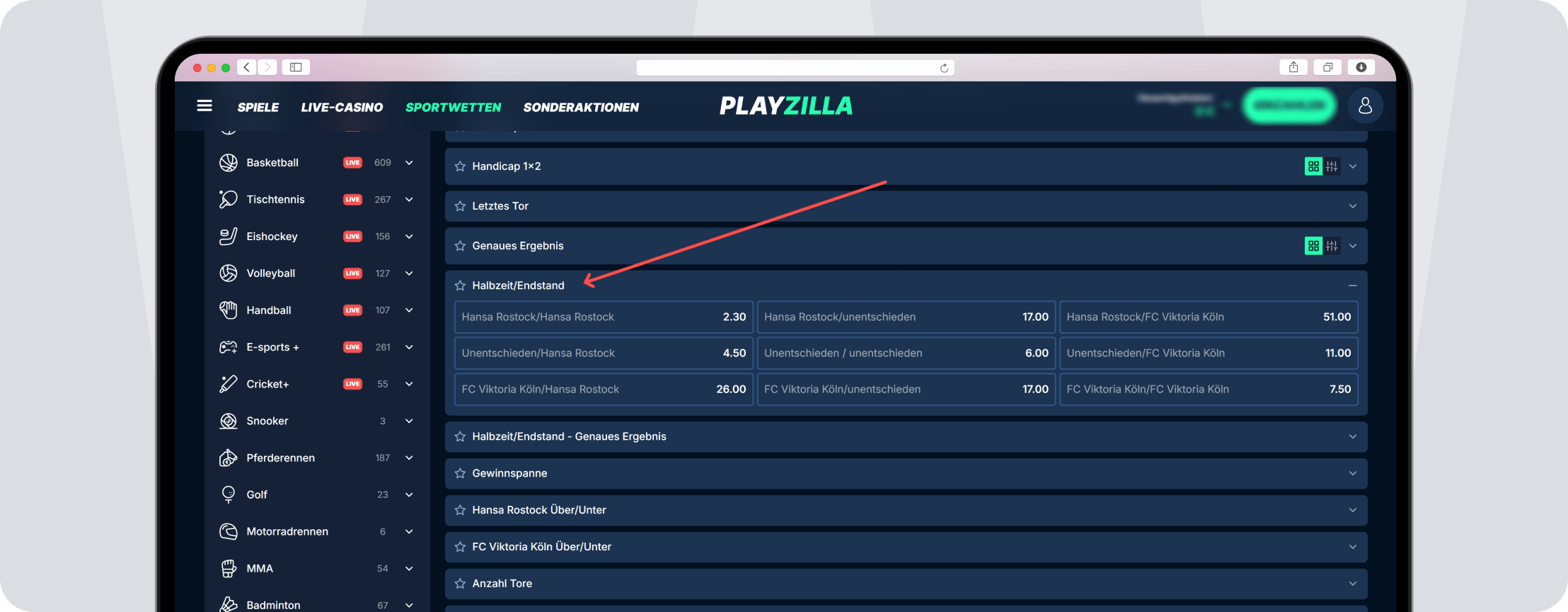 3. Liga Wetten Halbzeit-Endstand