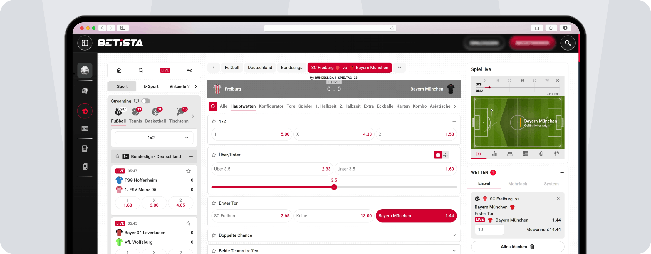 Betista Livewetten - Desktop
