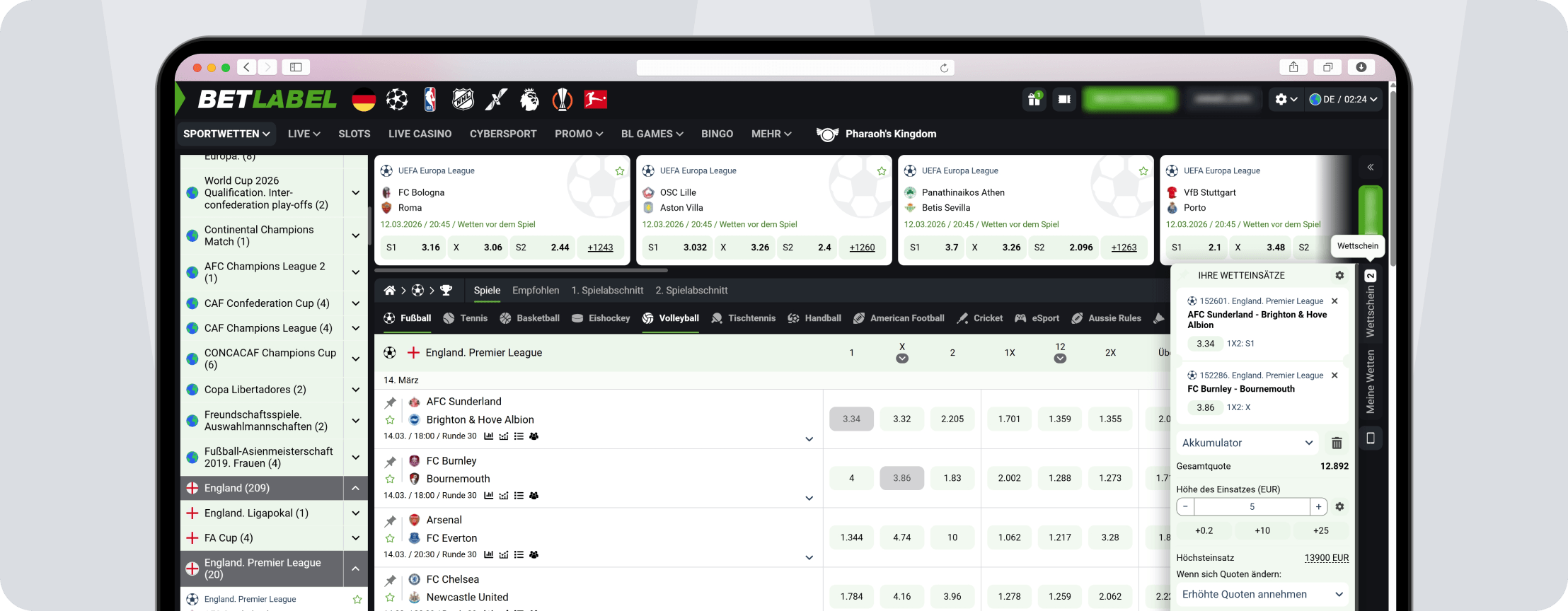 Screenshot Betlabel Optik