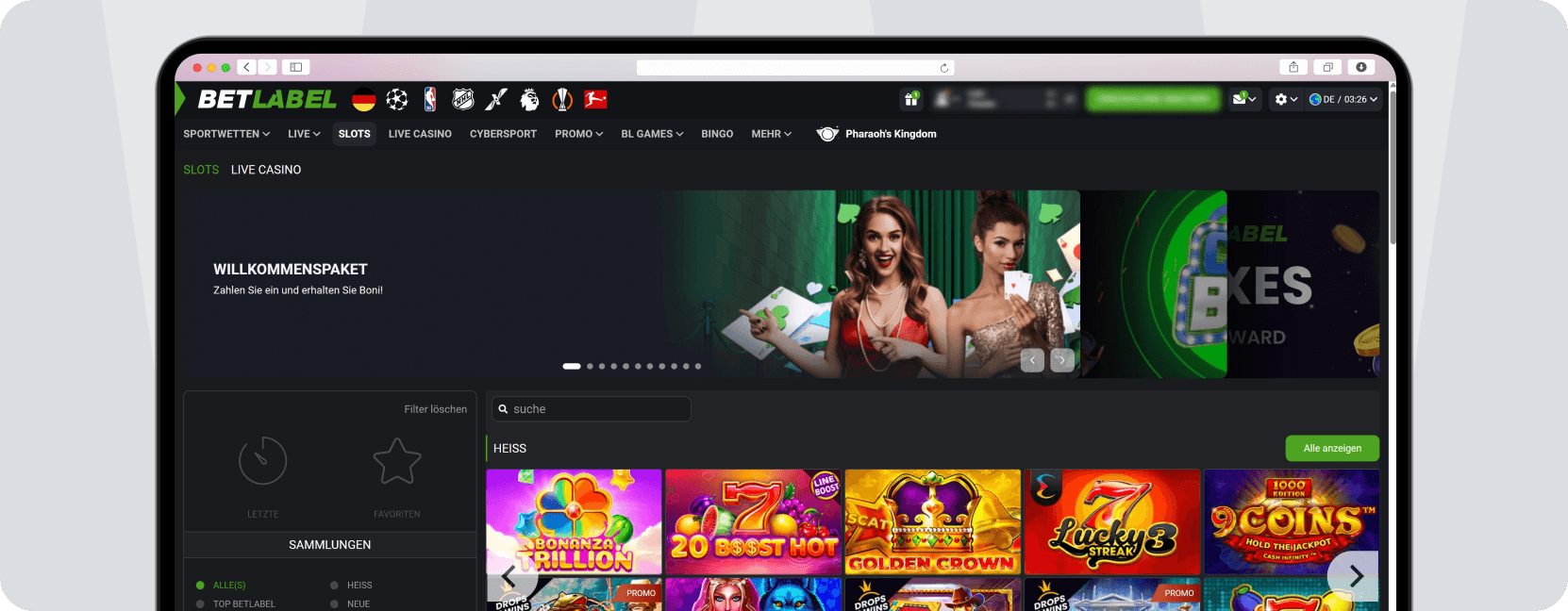 Screenshot Betlabel Weitere Angebote