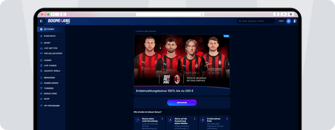 Exklusiver 10 € Boomerang Bet Bonus