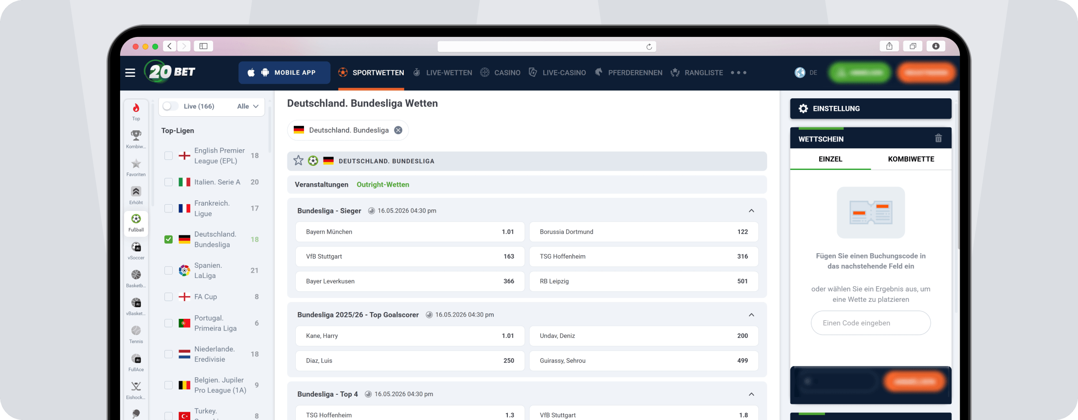Screenshot Bundesliga Langzeitwetten