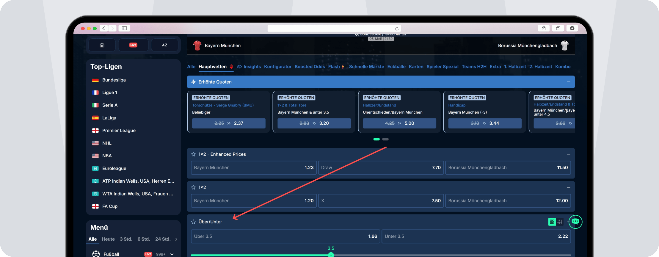 [Screenshot Bundesliga Über/Unter]