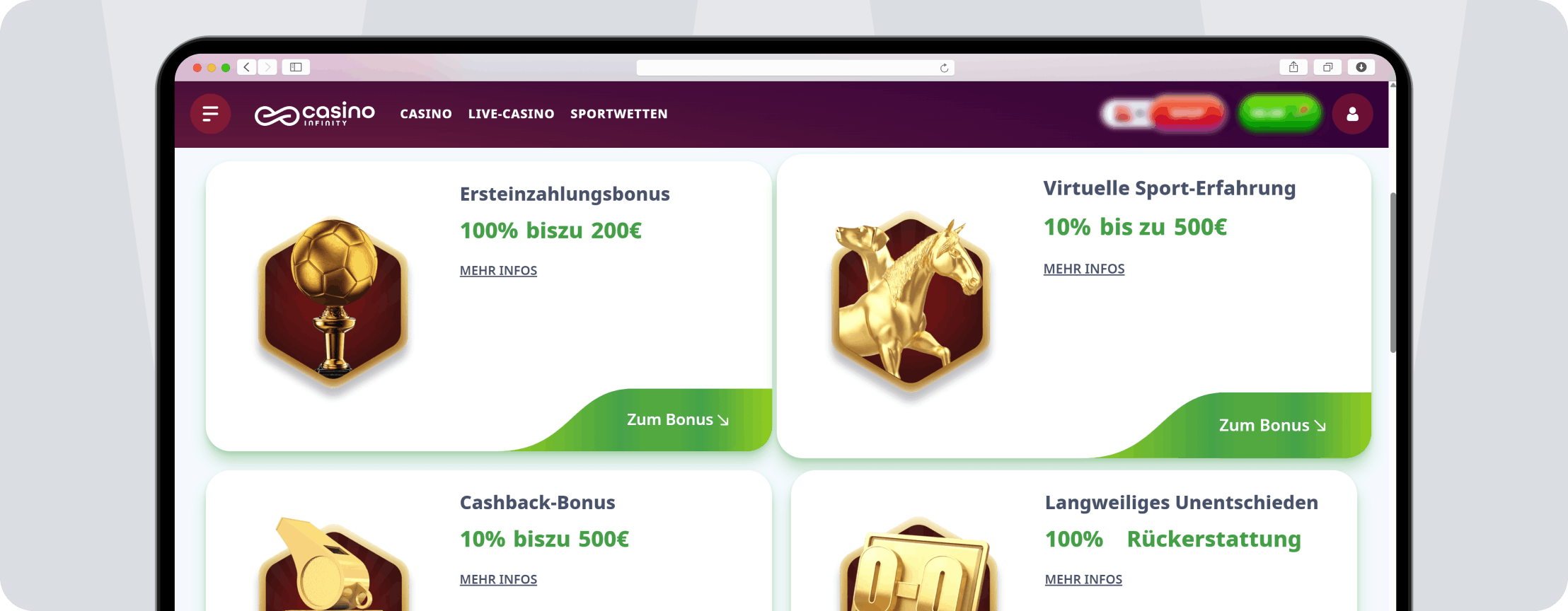 Casino Infinity Bonus - Desktop