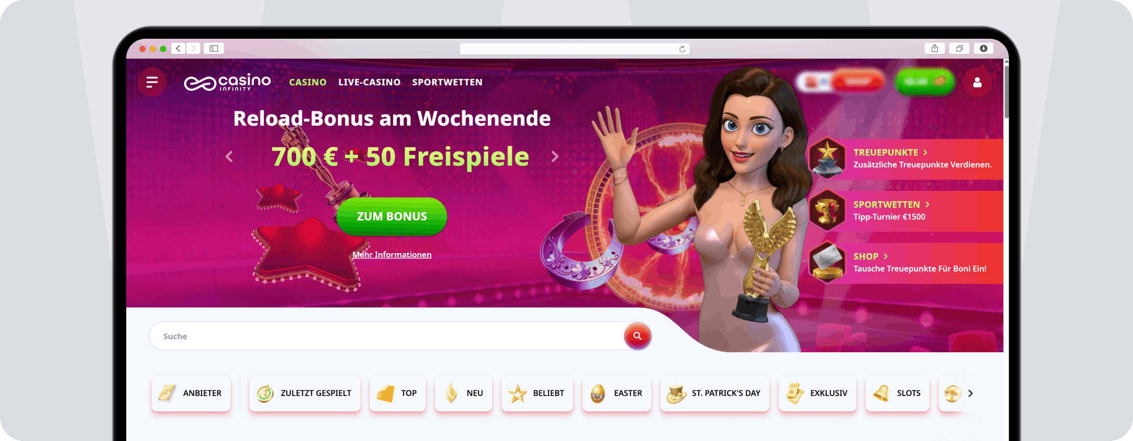 Casino Infinity Weitere Angebote - Desktop