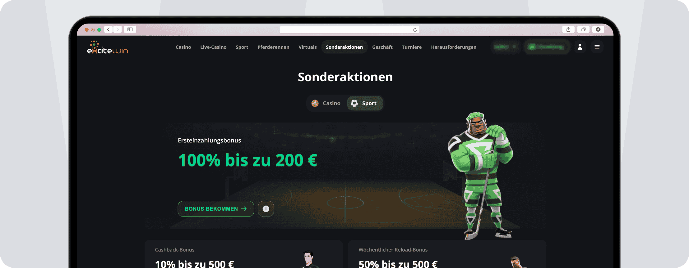 ExciteWin Bonus - Desktop