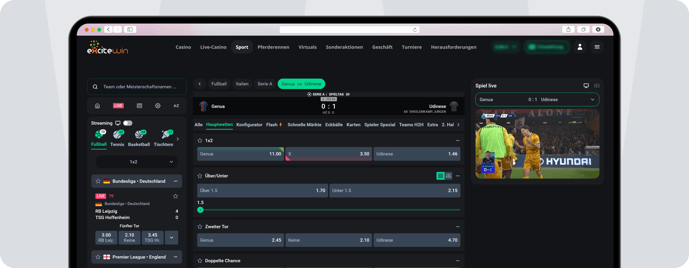 ExciteWin Livewetten - Desktop