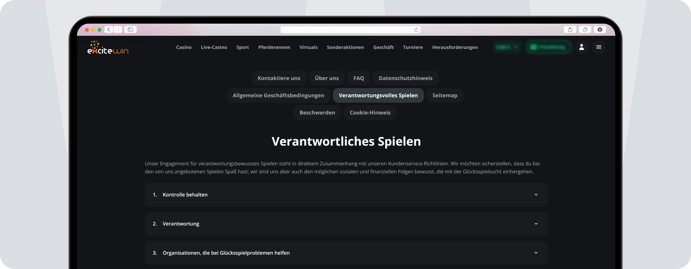ExciteWin Seriosität - Desktop