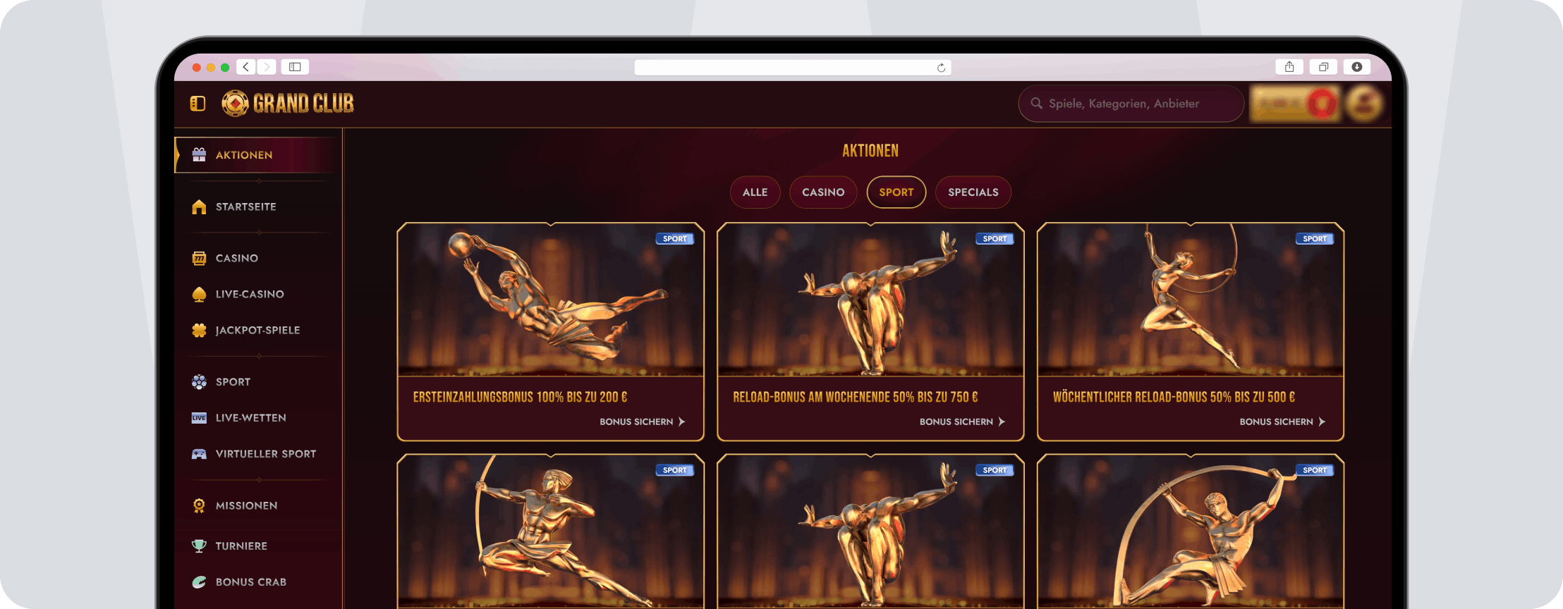 GrandClub Bonus - Desktop