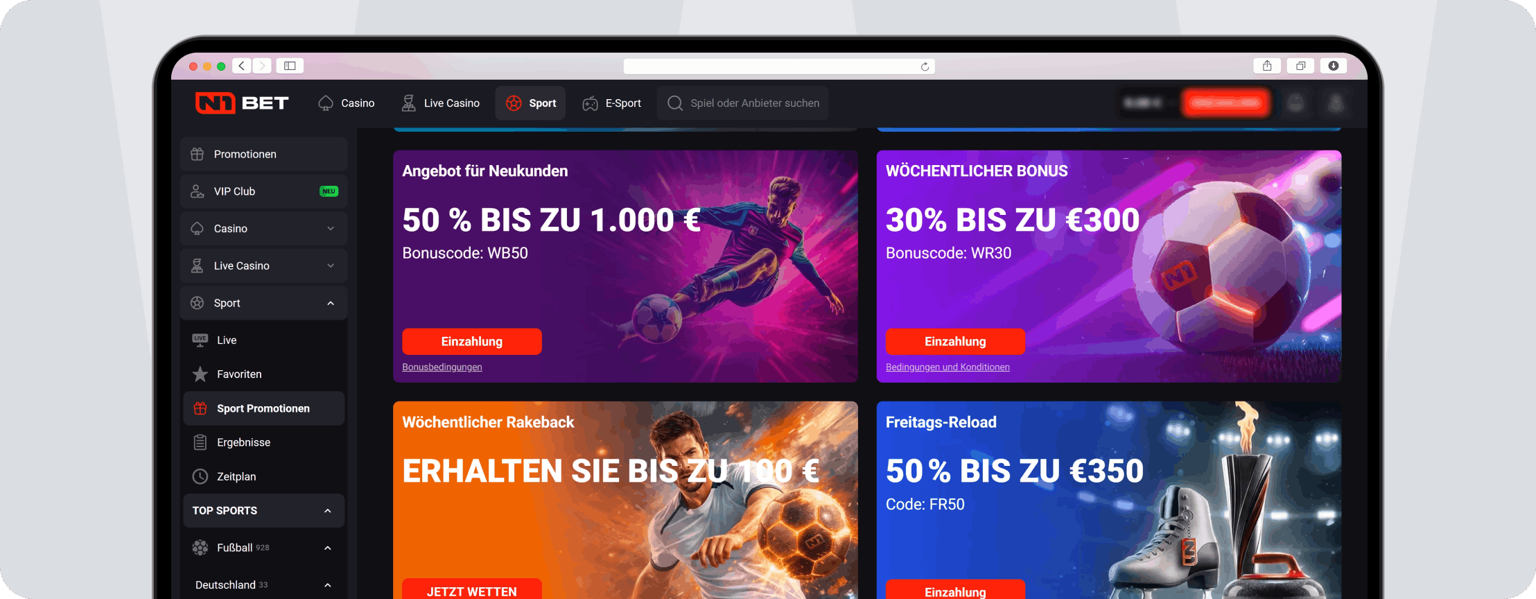 N1Bet Bonus - Desktop