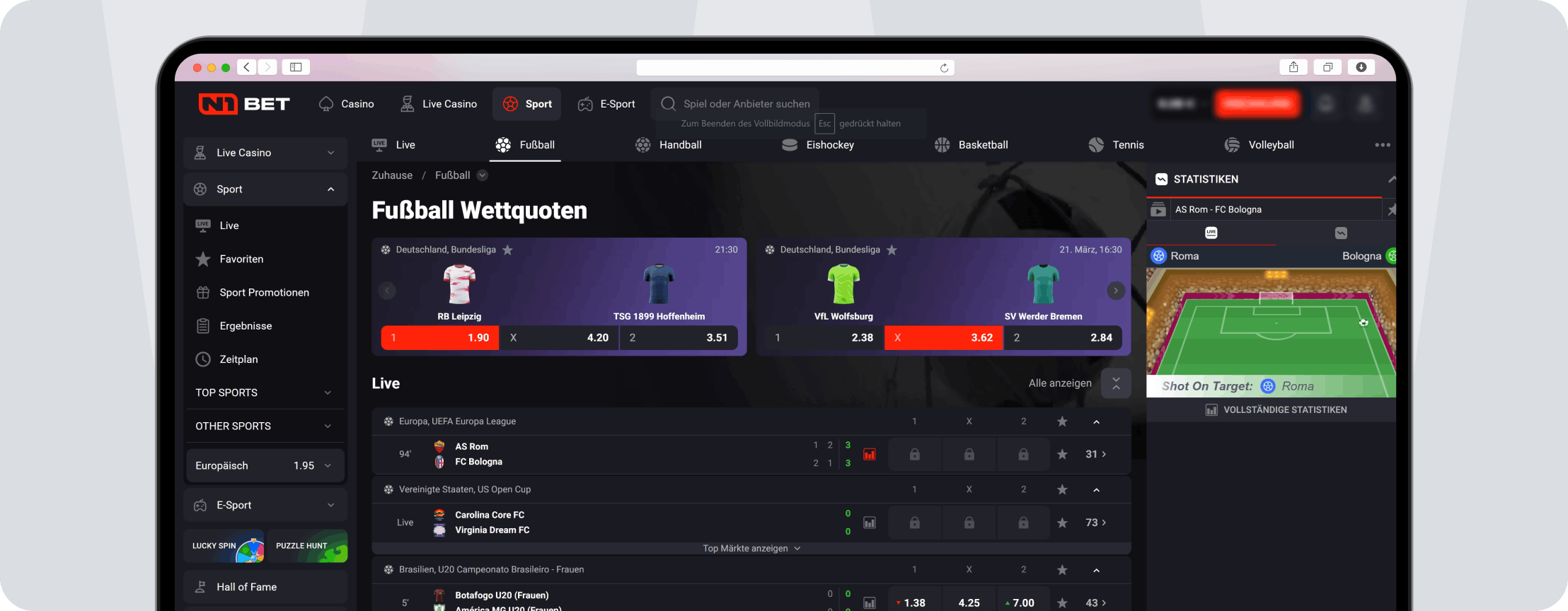 N1Bet Livewetten - Desktop