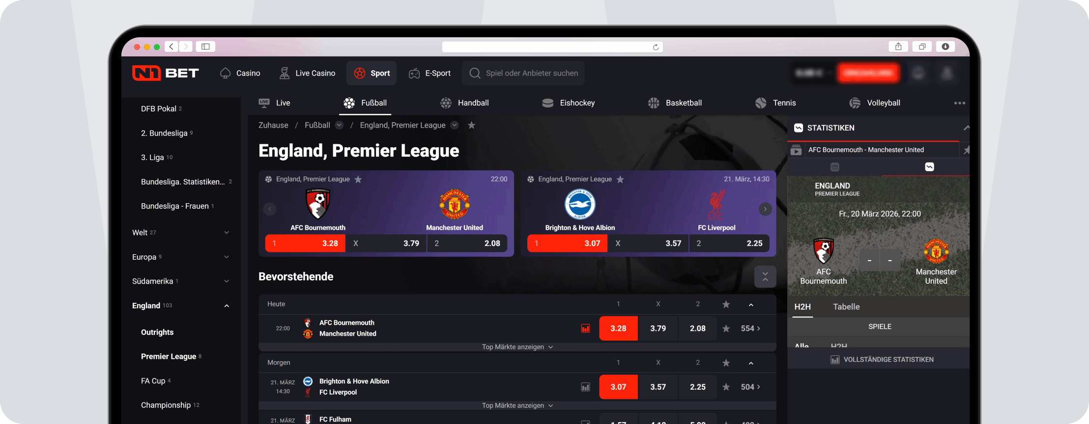 N1Bet Quoten - Desktop