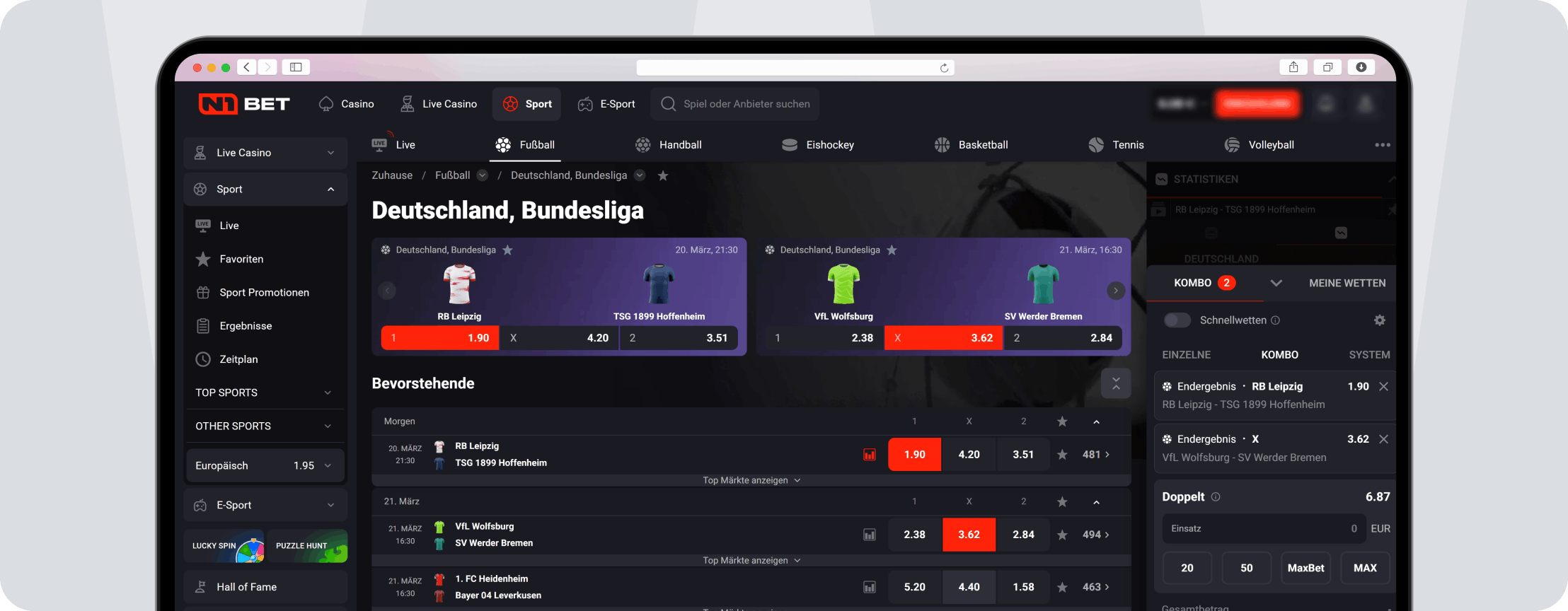 N1Bet Wettangebot - Desktop