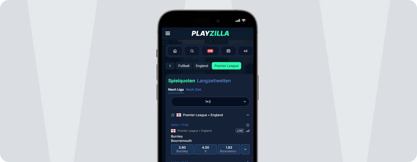 Screenshot Playzilla Mobile App