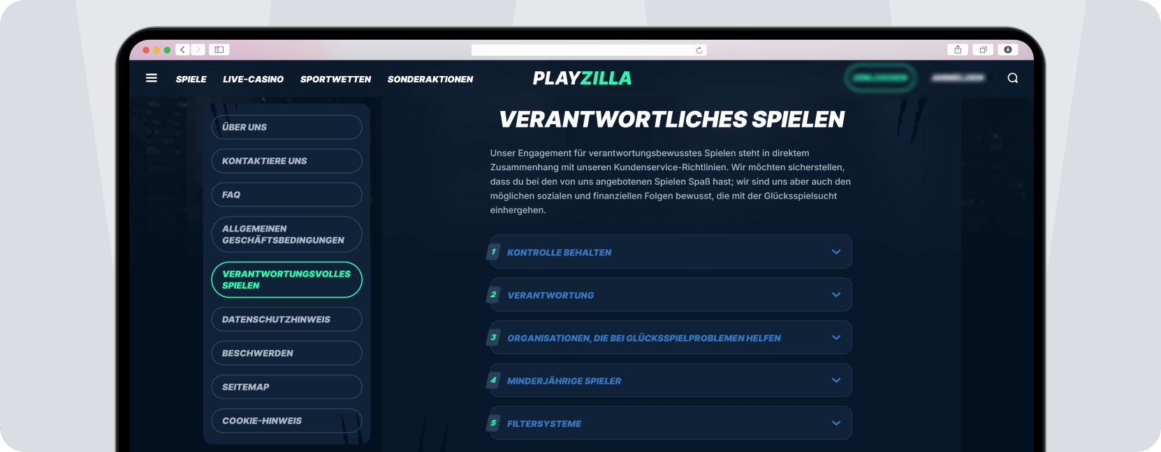 Screenshot Playzilla Seriosität