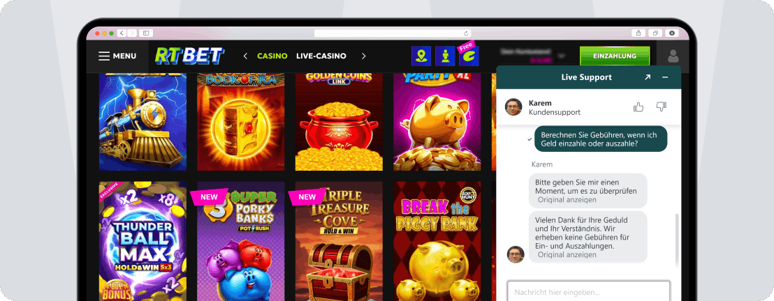 RTBet Kundenservice mit Live-Chat