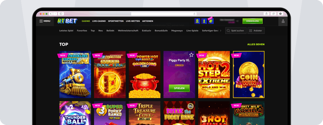 RTBet Casino mit über 10.000 Spielen