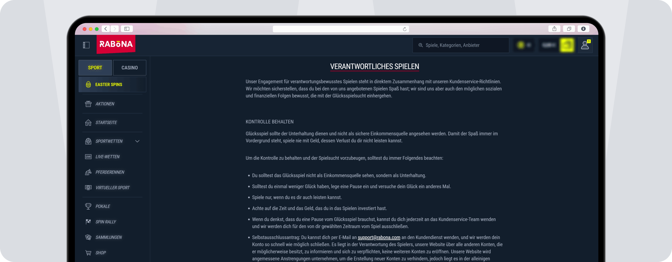 Rabona Seriosität - Desktop