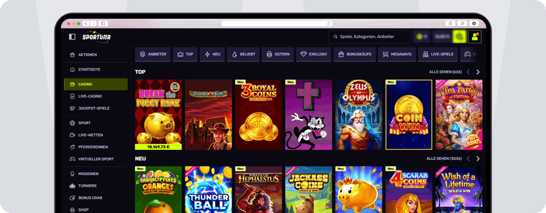 Screenshot Sportuna Weitere Angebote Desktop