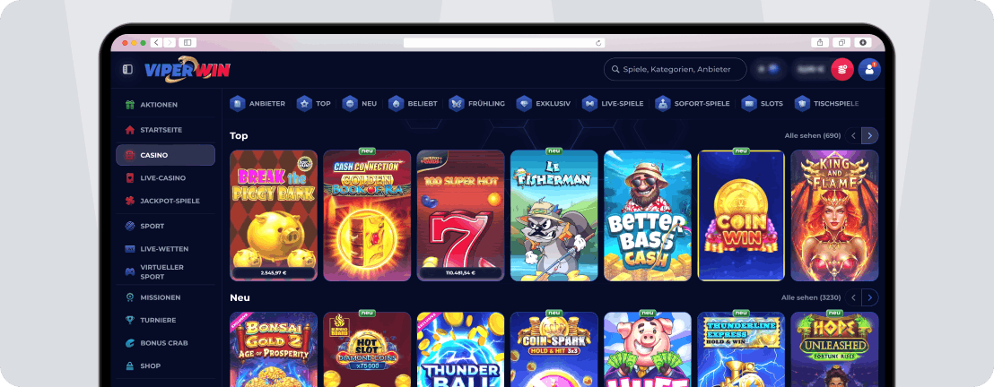 ViperWin Casino mit über 11.000 Spielen