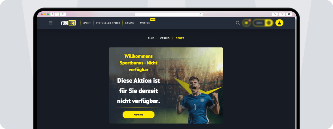 Kein Yonibet Bonus für Kunden in Deutschland