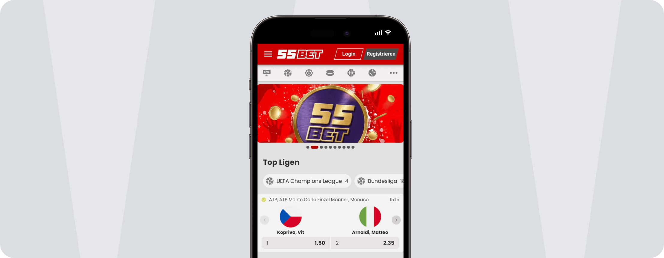 screenshot 55bet mobile app