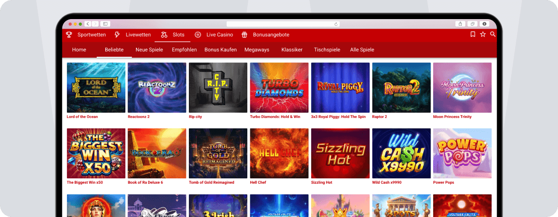 Screenshot 55bet casino lobby