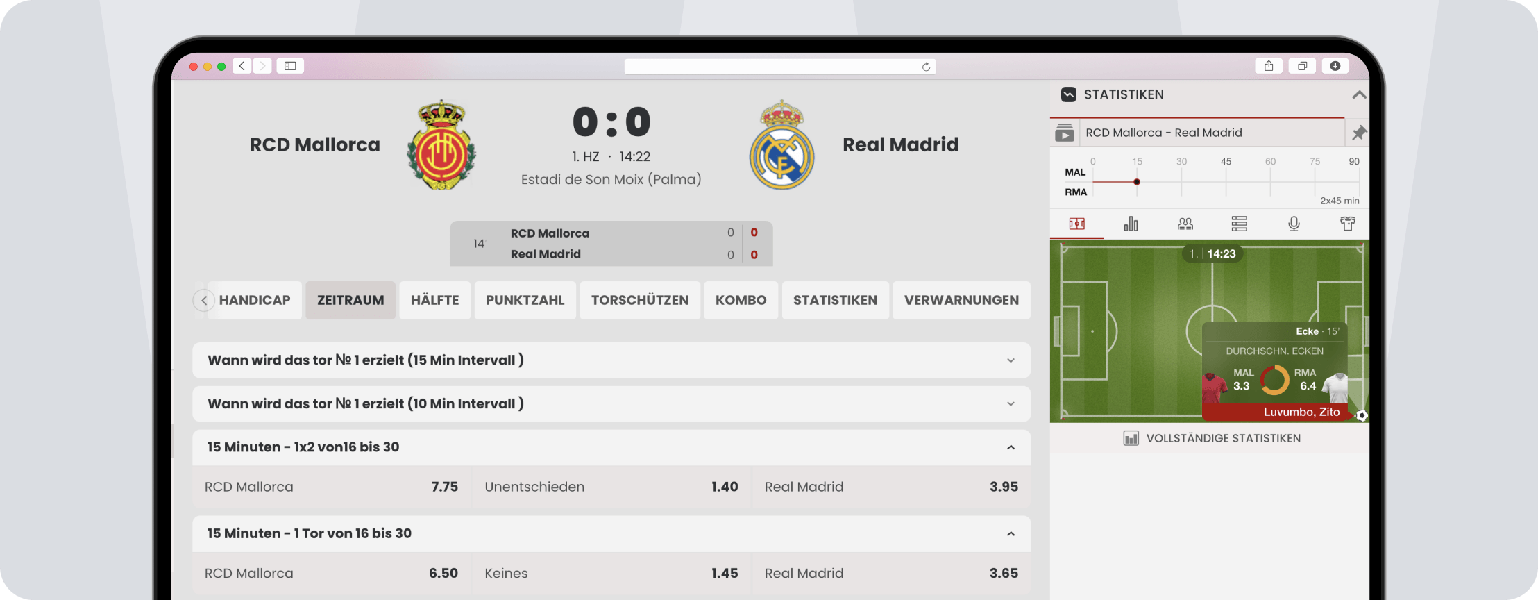 Screenshot 55bet livewetten match