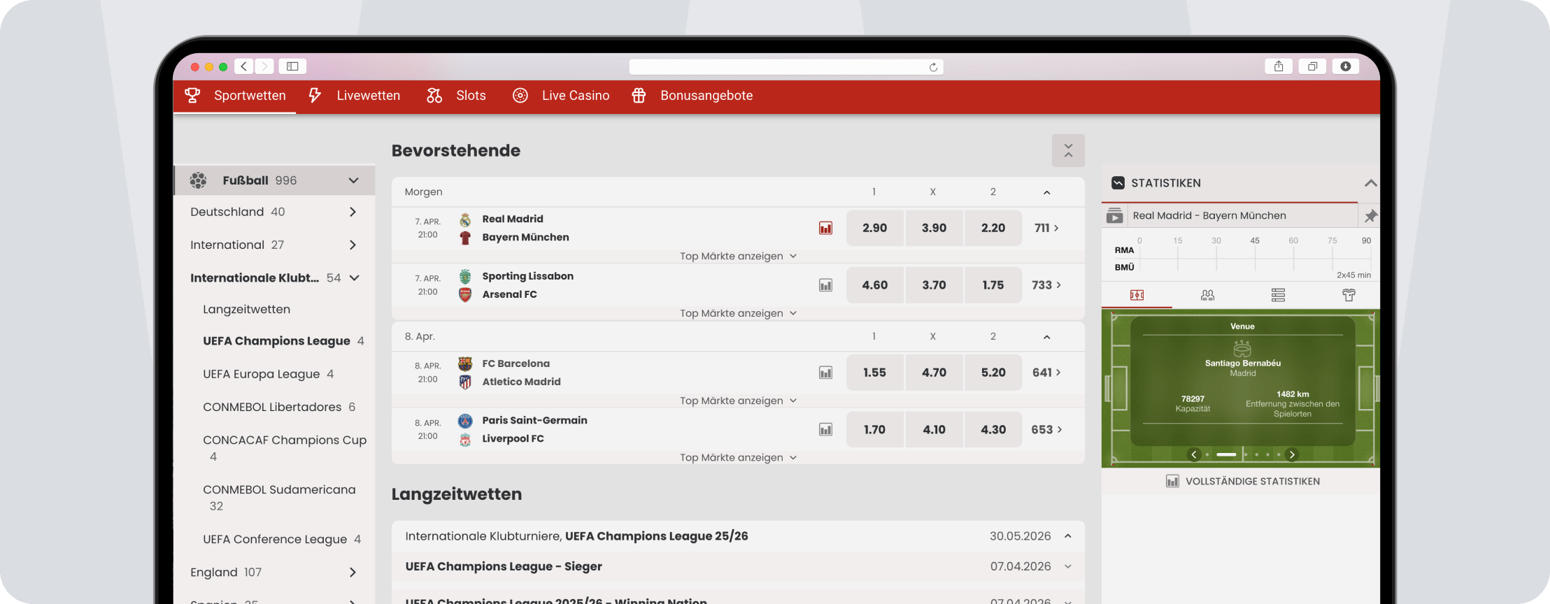 Screenshot 55bet wettangebot