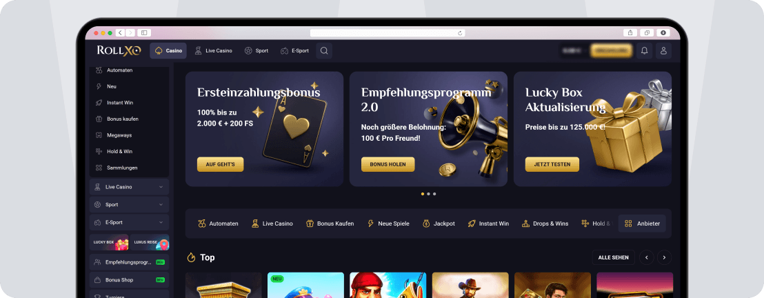 RollXO Casino mit riesigem Angebot