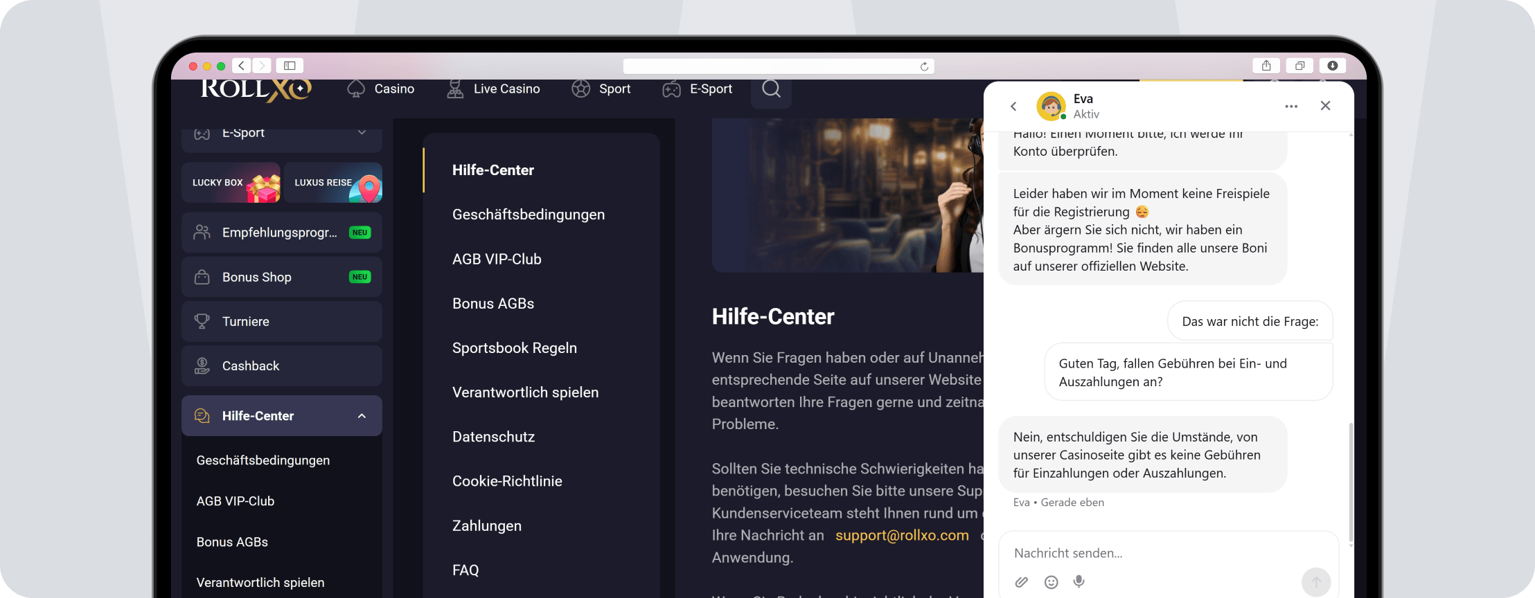 RollXO Kundenservice rund um die Uhr erreichbar