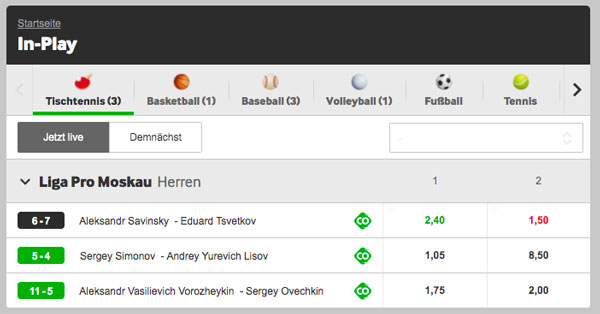 Livewetten bei betway