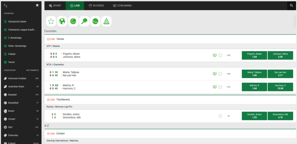 Livewetten von Unibet