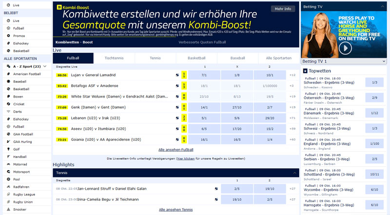 Wettangebot von William Hill