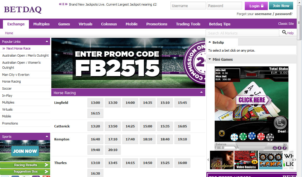 Betdaq Webseite