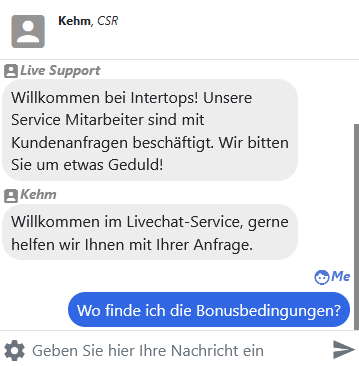 Live-Chat von Intertops