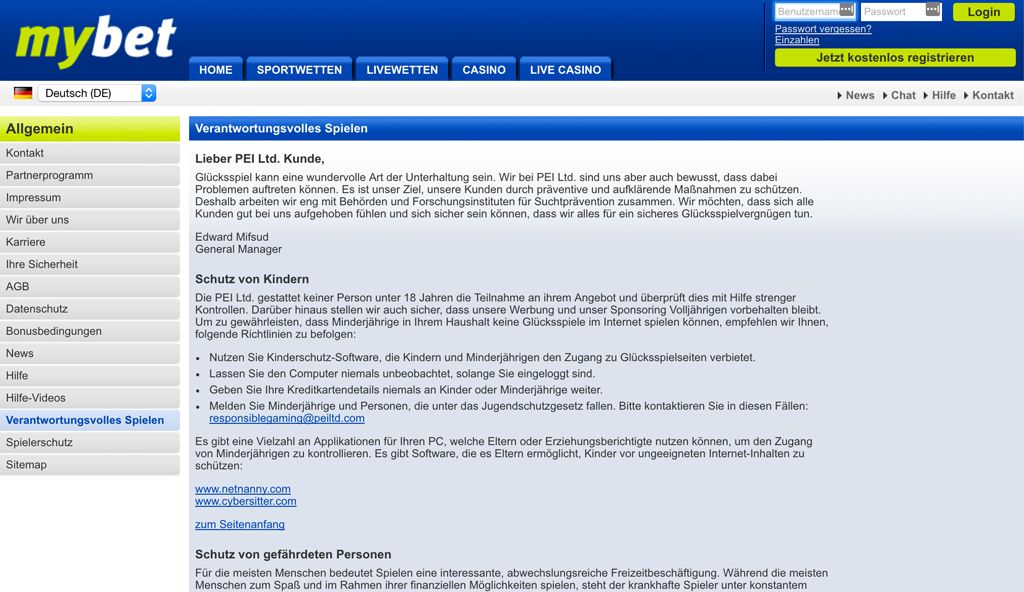 In den AGB von mybet findest Du alle Informationen zum Verantwortungsvollen Spielen (Quelle: mybet)