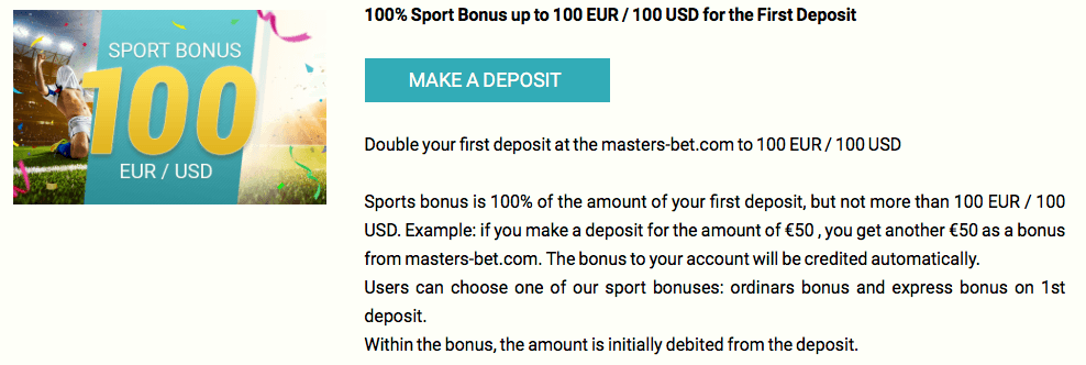 masters bet bonus