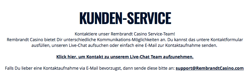 Rembrandt Casino Support