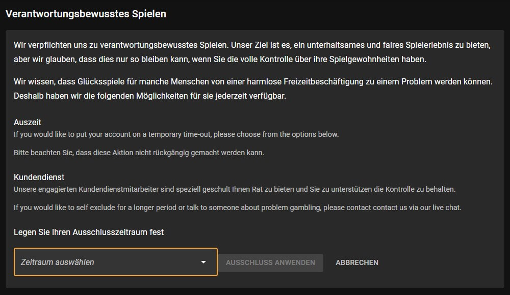 Spielerschutz von Cloudbet