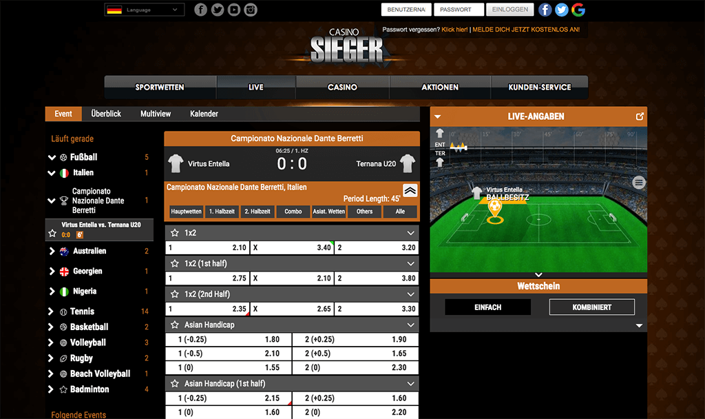 Casino Sieger Fussballwetten – Livewetten